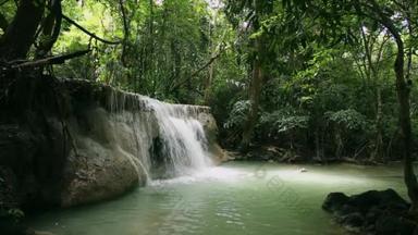 风景泰国热带森林瀑布高清实拍